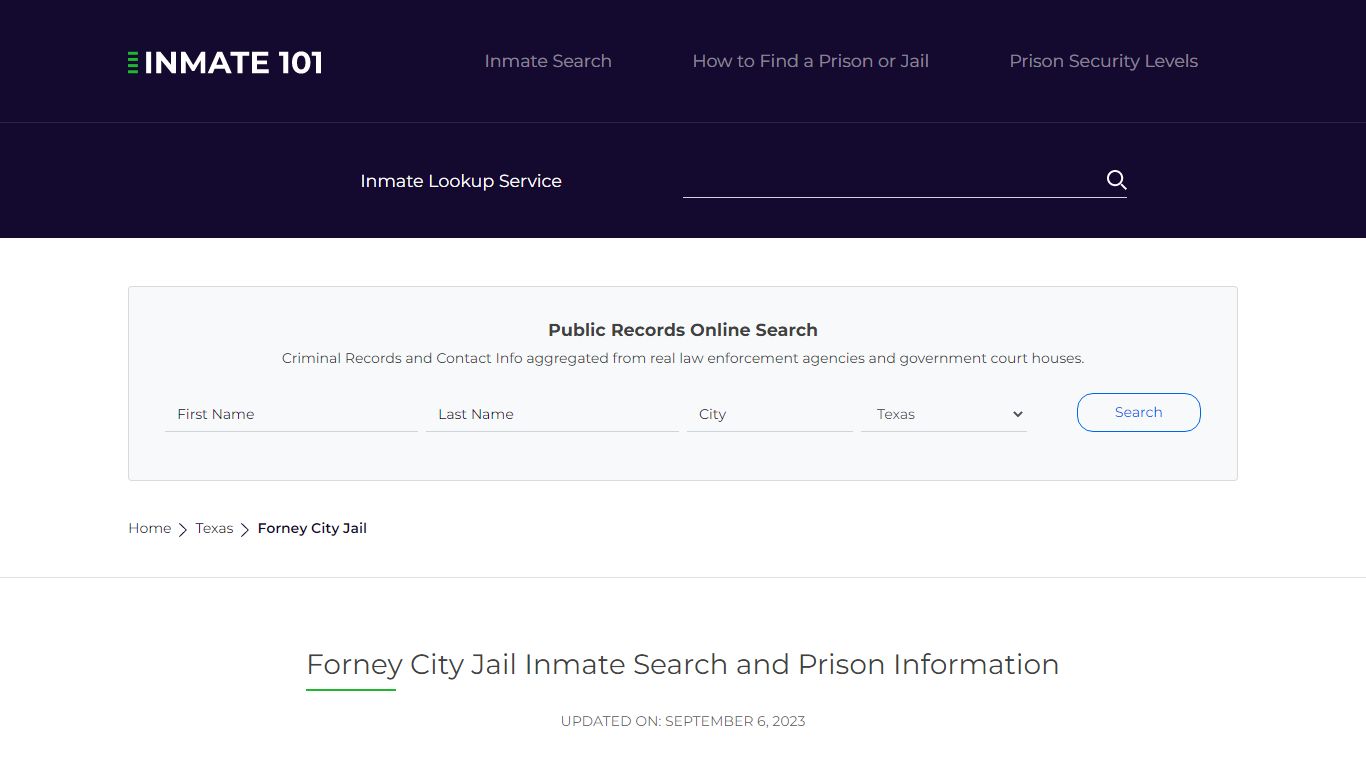 Forney City Jail Inmate Search and Prison Information