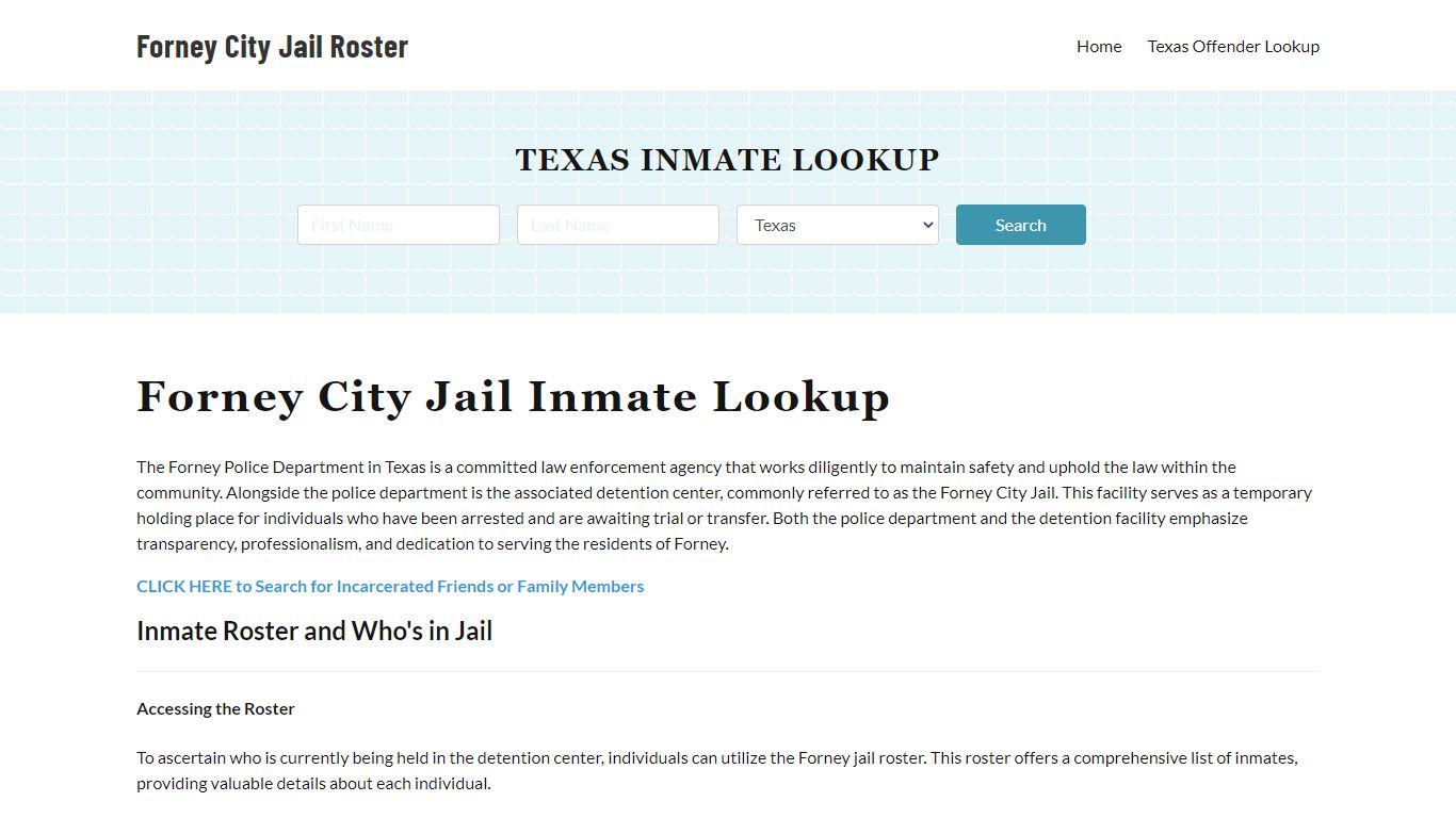Forney Police Department & City Jail, TX Inmate Roster, Arrests, Mugshots