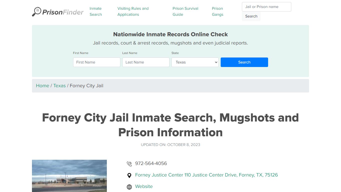 Forney City Jail Inmate Search, Mugshots, Visitation, Phone no ...