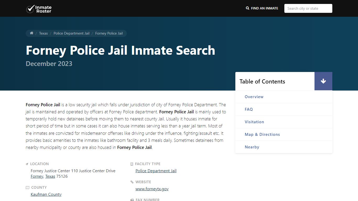 Inmate Search | Forney Police Jail - Forney, TX